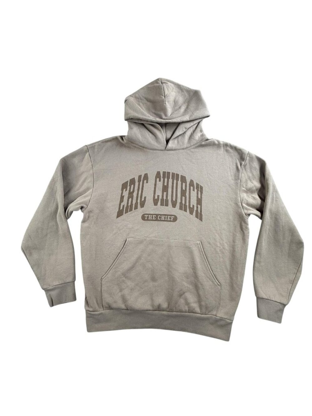 Eric Church Hoodie Mens Medium Beige Fleece Pullover The Chief Graphic Country